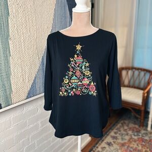 Ruby Rd Petite Christmas Tree Oranament Shirt